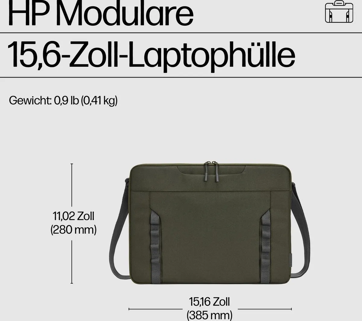 HP 15,6-inch Modular Laptop-sleeve 9J4C3AA - 4 Vakken - Green/Grey