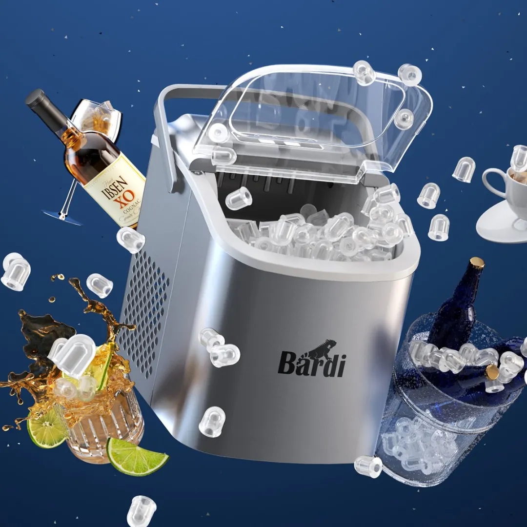 Bardi Deluxe IJsblokjesmachine Set 1,2L - RVS - Grijs