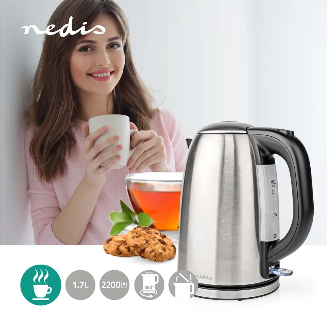 Nedis KAWK350EAL Waterkoker 1.7L - Zilver/Zwart - afbeelding 6 van 6
