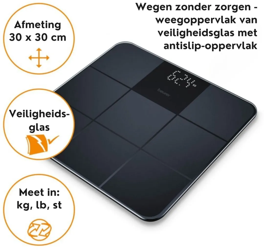 Beurer GS 235 Personenweegschaal - 180 kg - Zwart