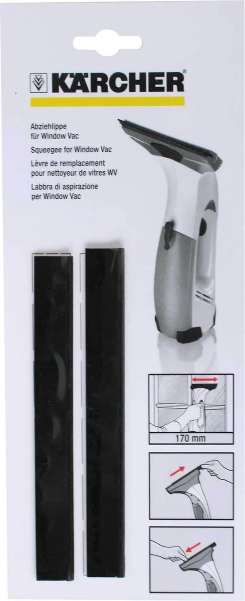Kärcher Vervangstrip Rubber 170mm ABZIEHLIPPEN - 2 Stuks - Zwart