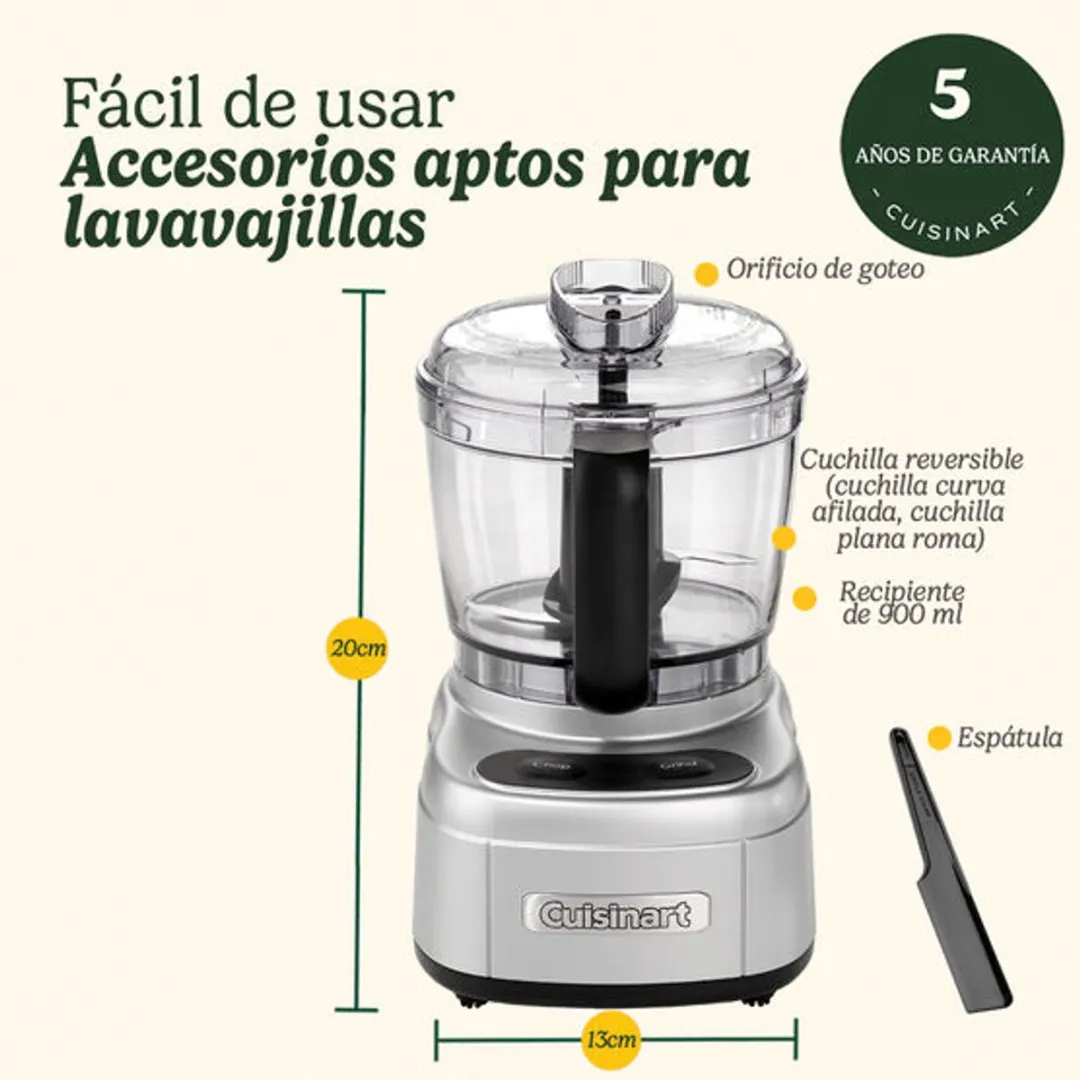Cuisinart Mini Prep Pro Keukenmachine 250W - 900ml - Zilver - afbeelding 6 van 6