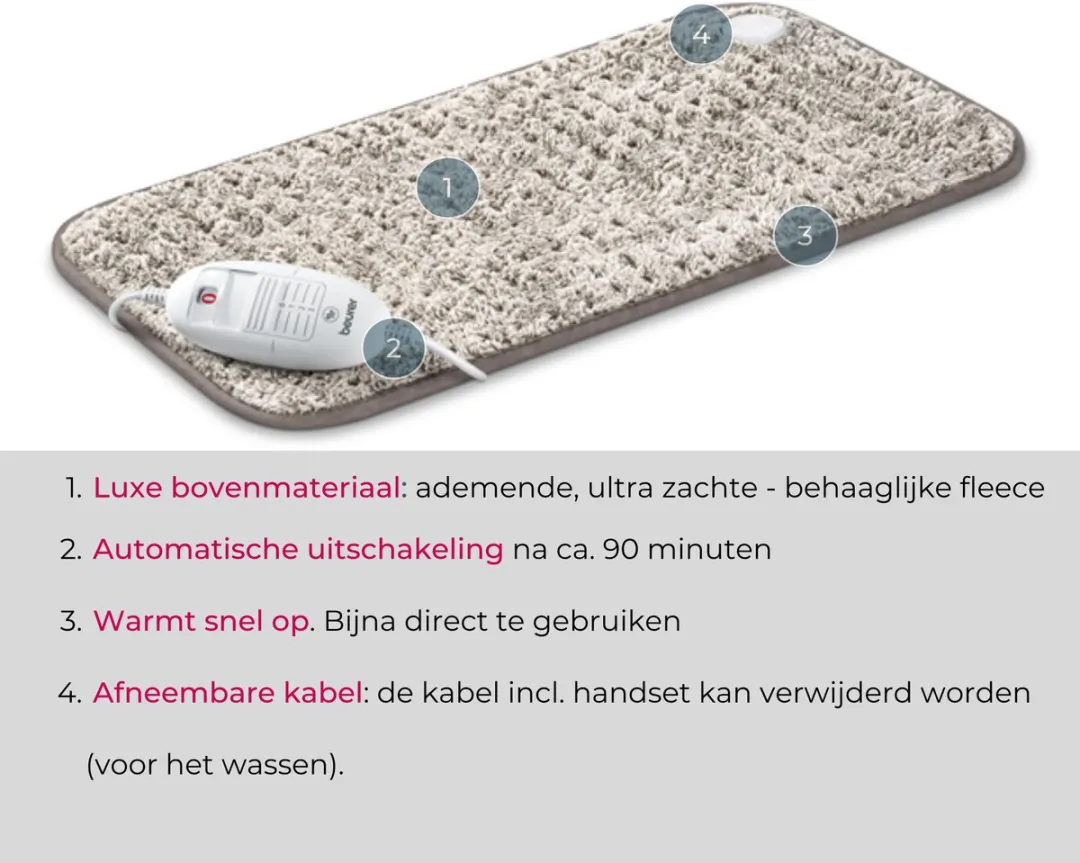 Beurer HK 123 XXL Warmtekussen 60x30cm - 6 standen - Nordic Taupe