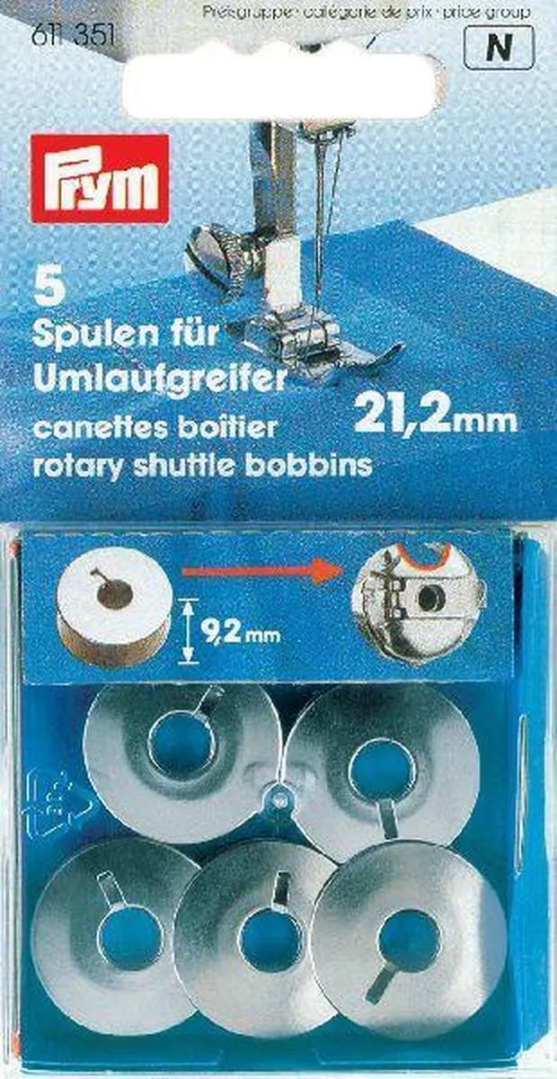 Prym Spoelen Kleine Omlopgrijper Metaal Ø21,2mm - 5 Stuks - o.a. Singer/Dürr Kopp