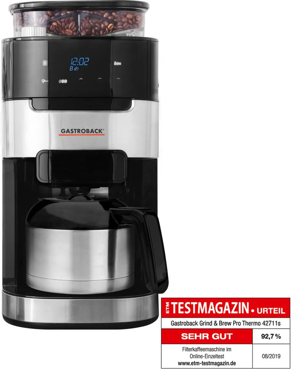 Gastroback 42711S Grind & Brew Pro - 900W - 1L - 8 Kopjes - Zwart/RVS