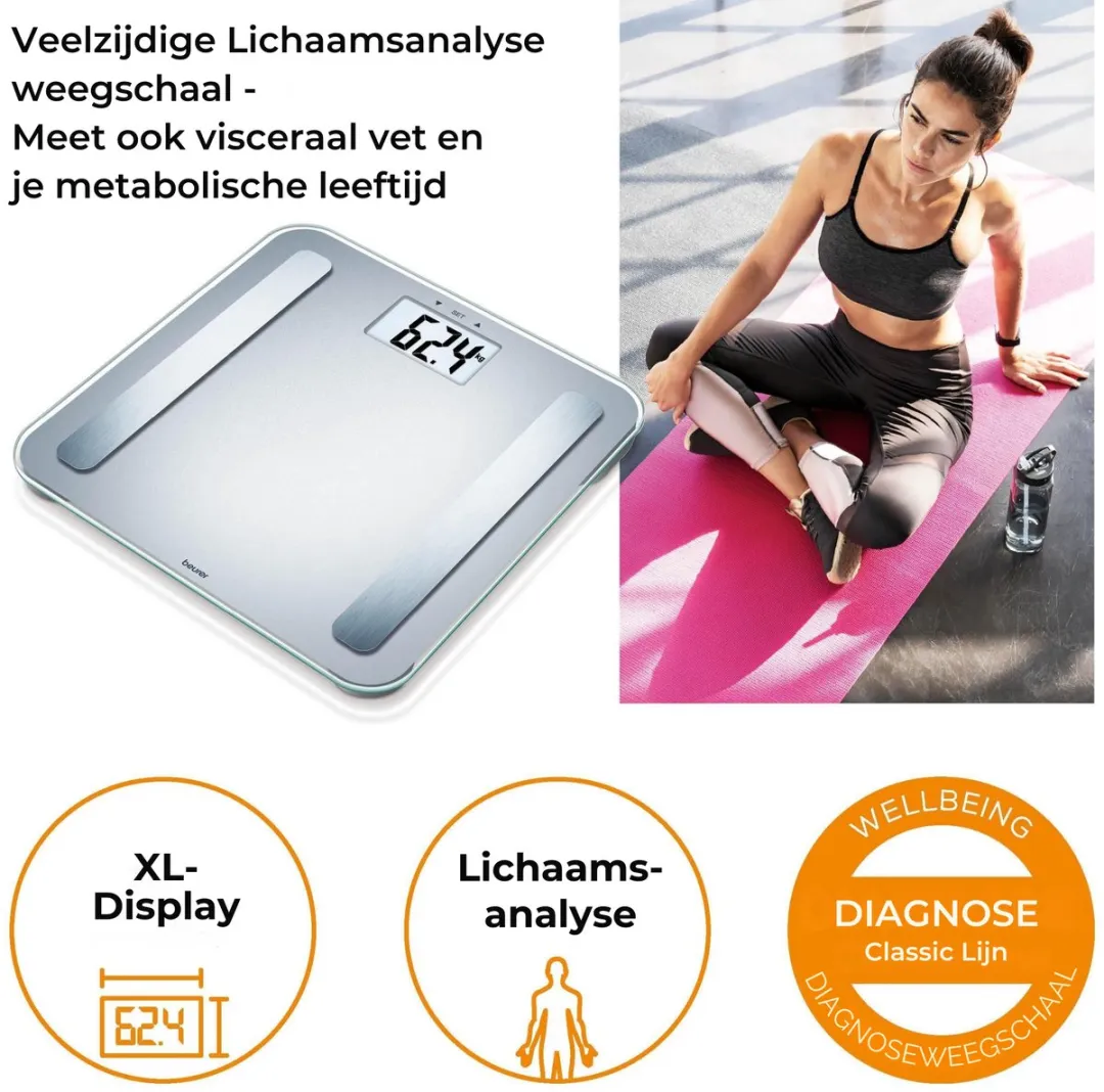 Beurer BF 183 Personenweegschaal - Lichaamsanalyse Grijs - 10 Profielen