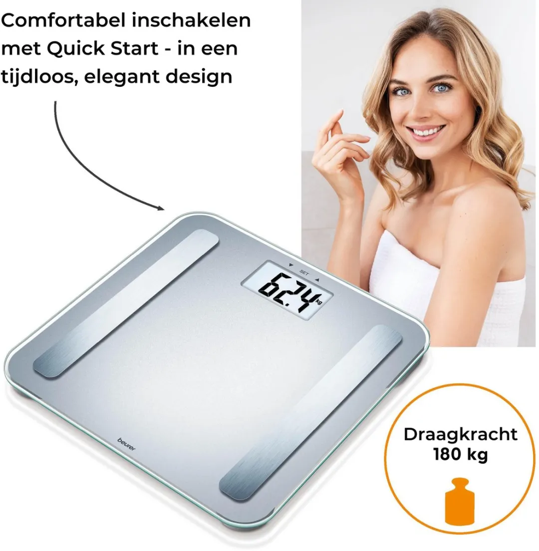 Beurer BF 183 Personenweegschaal - Lichaamsanalyse Grijs - 10 Profielen - afbeelding 6 van 6