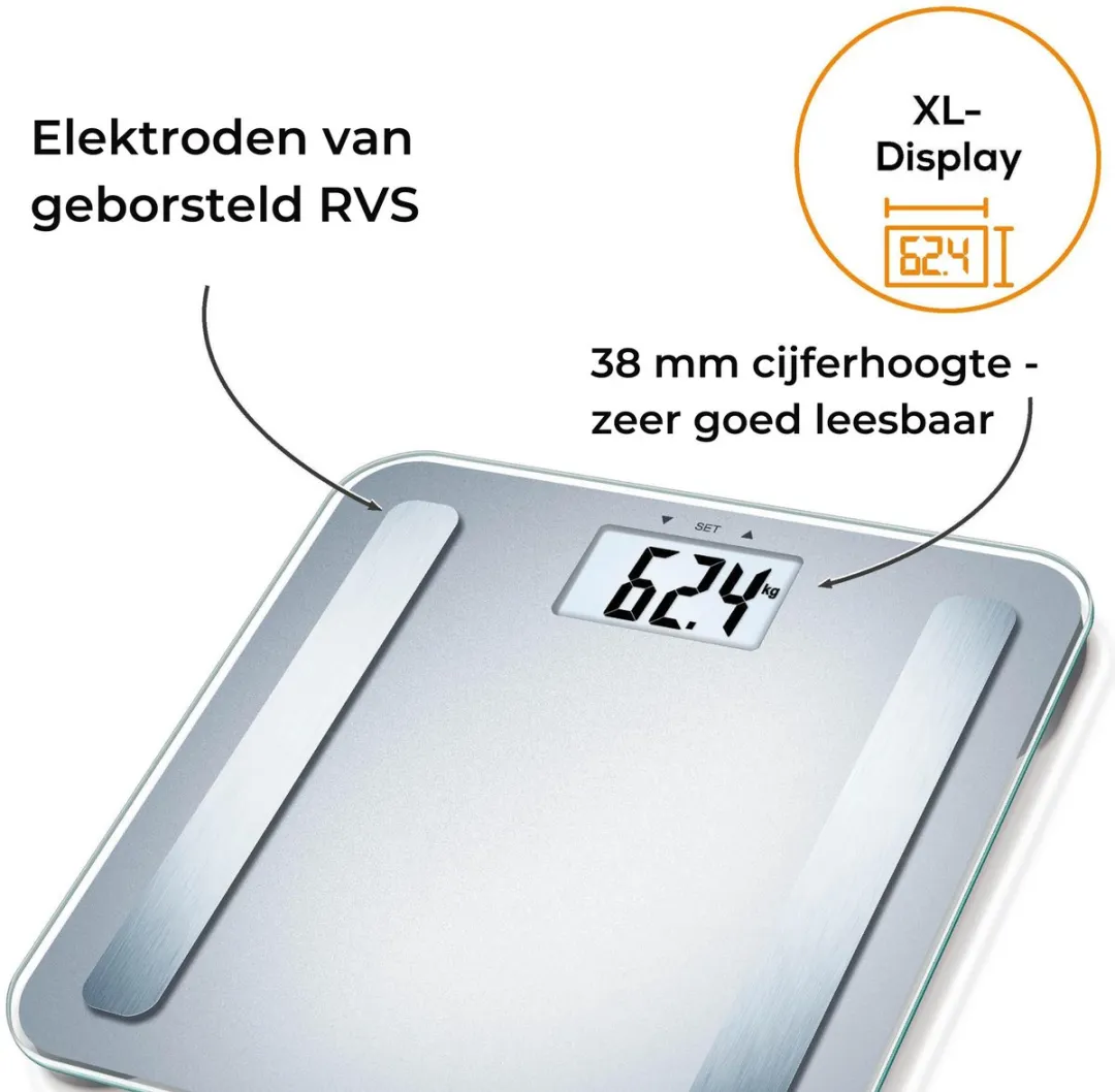Beurer BF 183 Personenweegschaal - Lichaamsanalyse Grijs - 10 Profielen