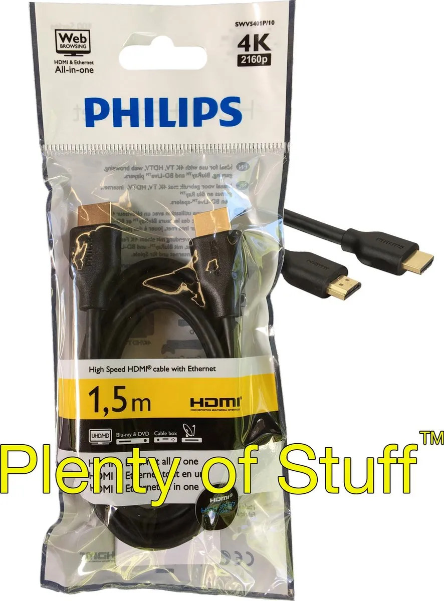 Philips HDMI Kabel SWV5401P/10 - 4K - 1,5m - Zwart