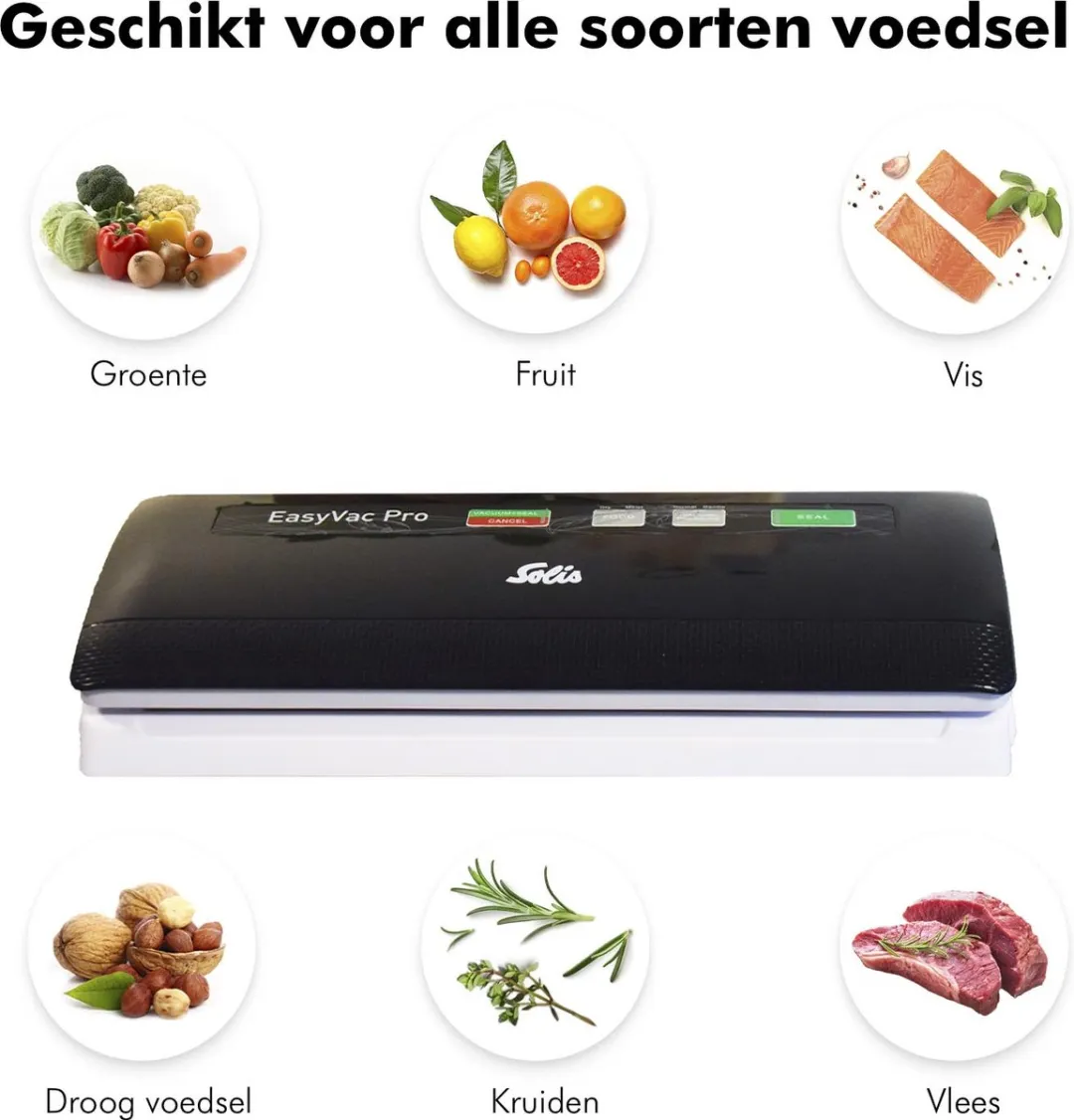 Solis Vac Pro 569 Vacuümverzegelaar - 18 Zakken & 2 Rollen - Zwart/Grijs