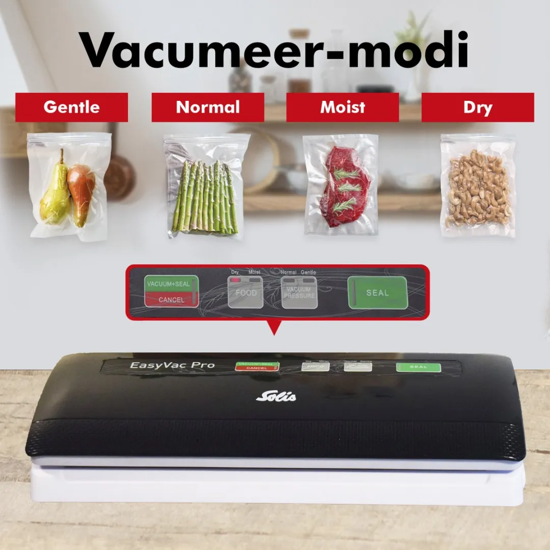 Solis Vac Pro 569 Vacuümverzegelaar - 18 Zakken & 2 Rollen - Zwart/Grijs