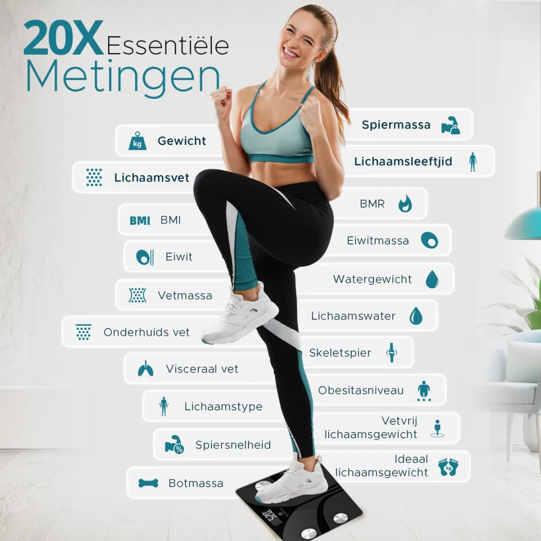 e.volve Personenweegschaal Digitaal - 180kg - 24 Personen - Zwart