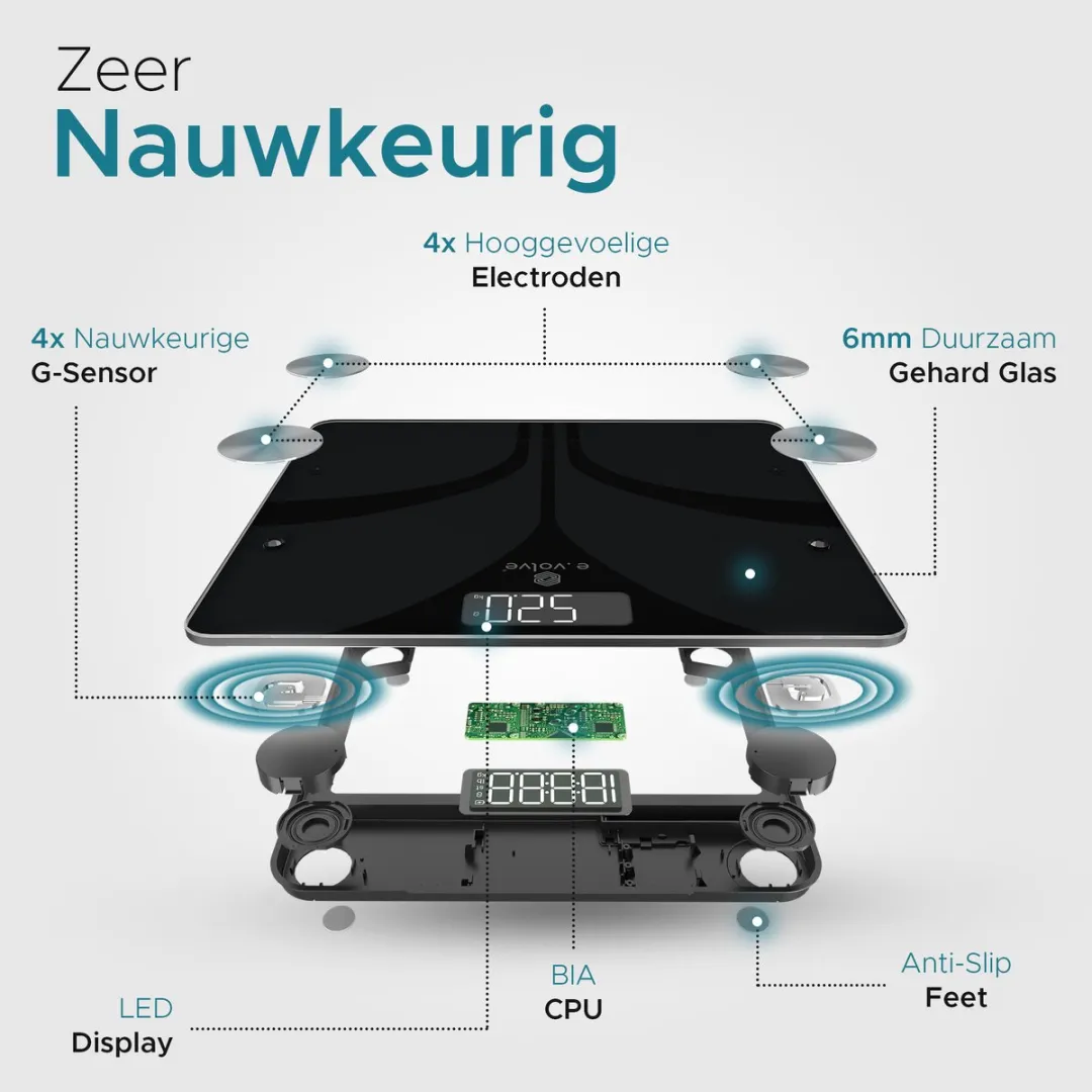e.volve Personenweegschaal Digitaal - 180kg - 24 Personen - Zwart - afbeelding 6 van 6
