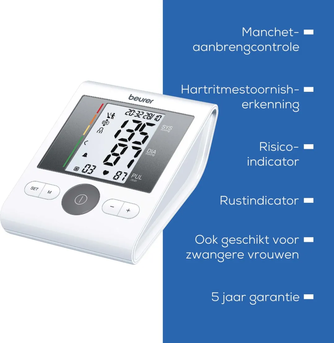 Beurer BM 28 Bloeddrukmeter - Bovenarm 22-42cm - 120 Metingen - 4 Gebruikers