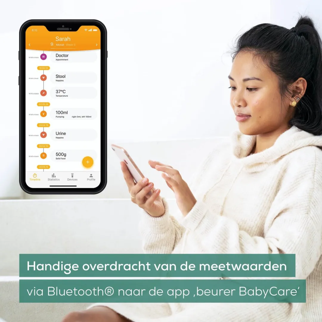 Beurer BY 90 Babyweegschaal - 20 kg - 5 g - Bluetooth - Wit - afbeelding 6 van 6