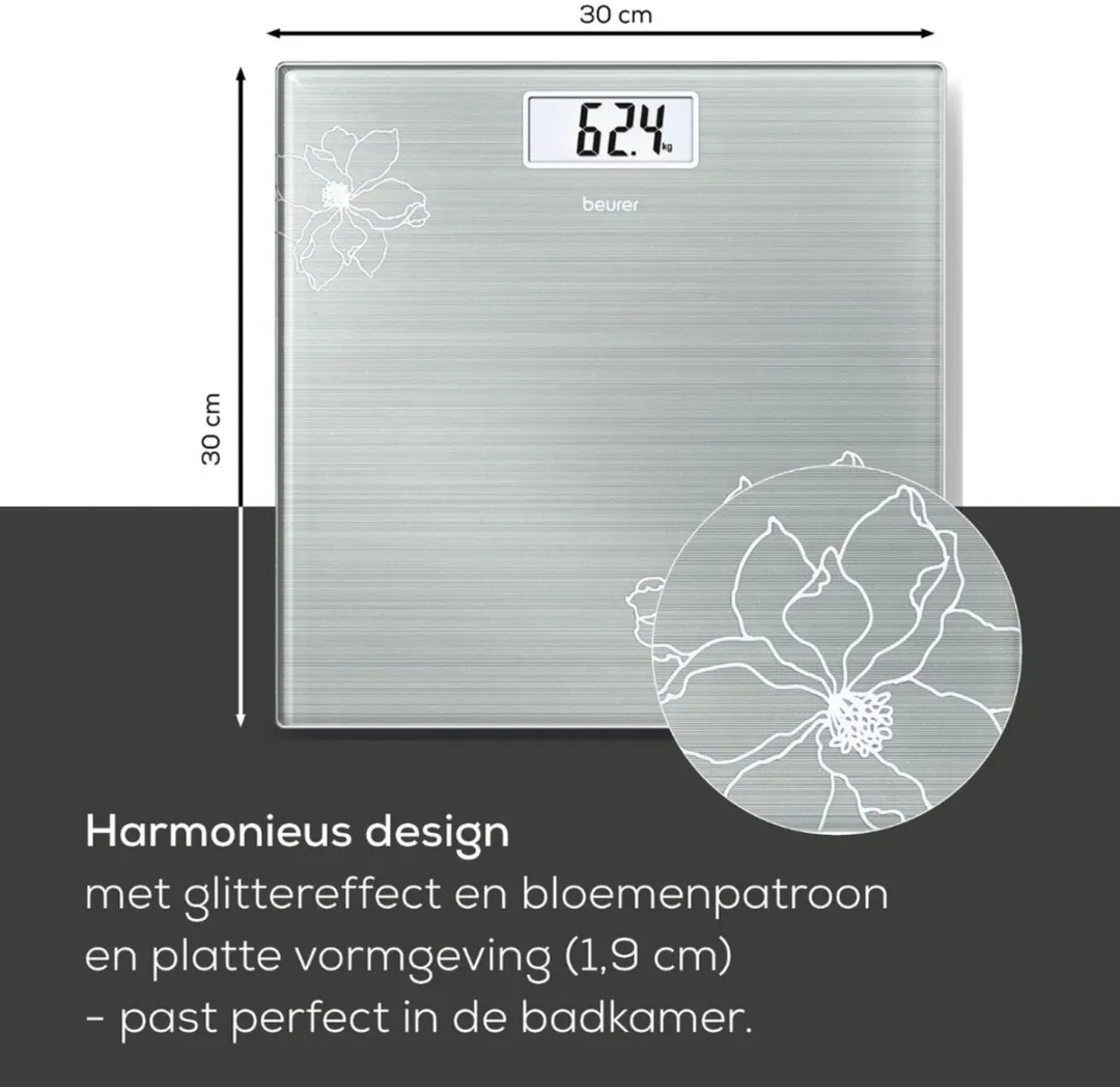 Beurer GS 10 Personenweegschaal - 180 kg - Glitter Grijs
