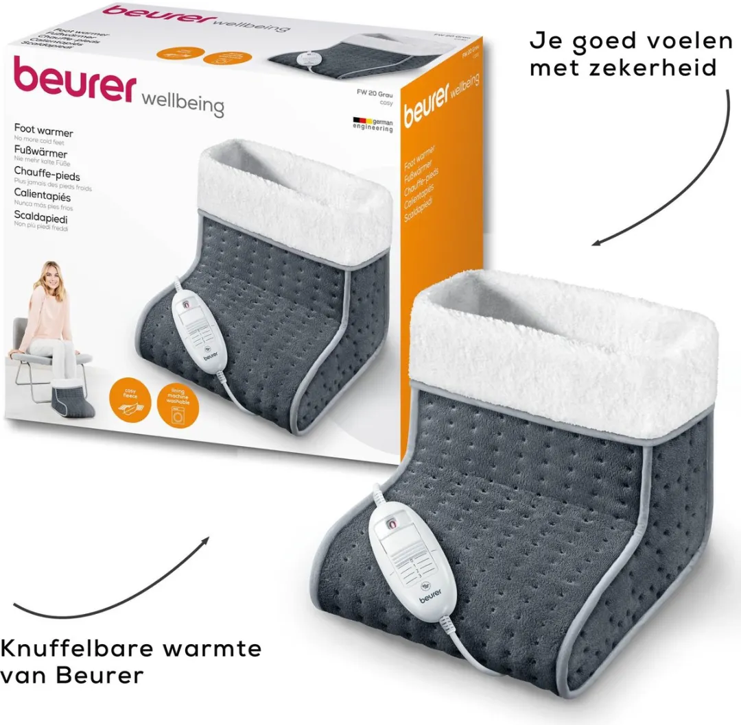 Beurer FW 20 Voetenwarmer 3 Warmtestanden - Maat 47 Grijs - afbeelding 6 van 6