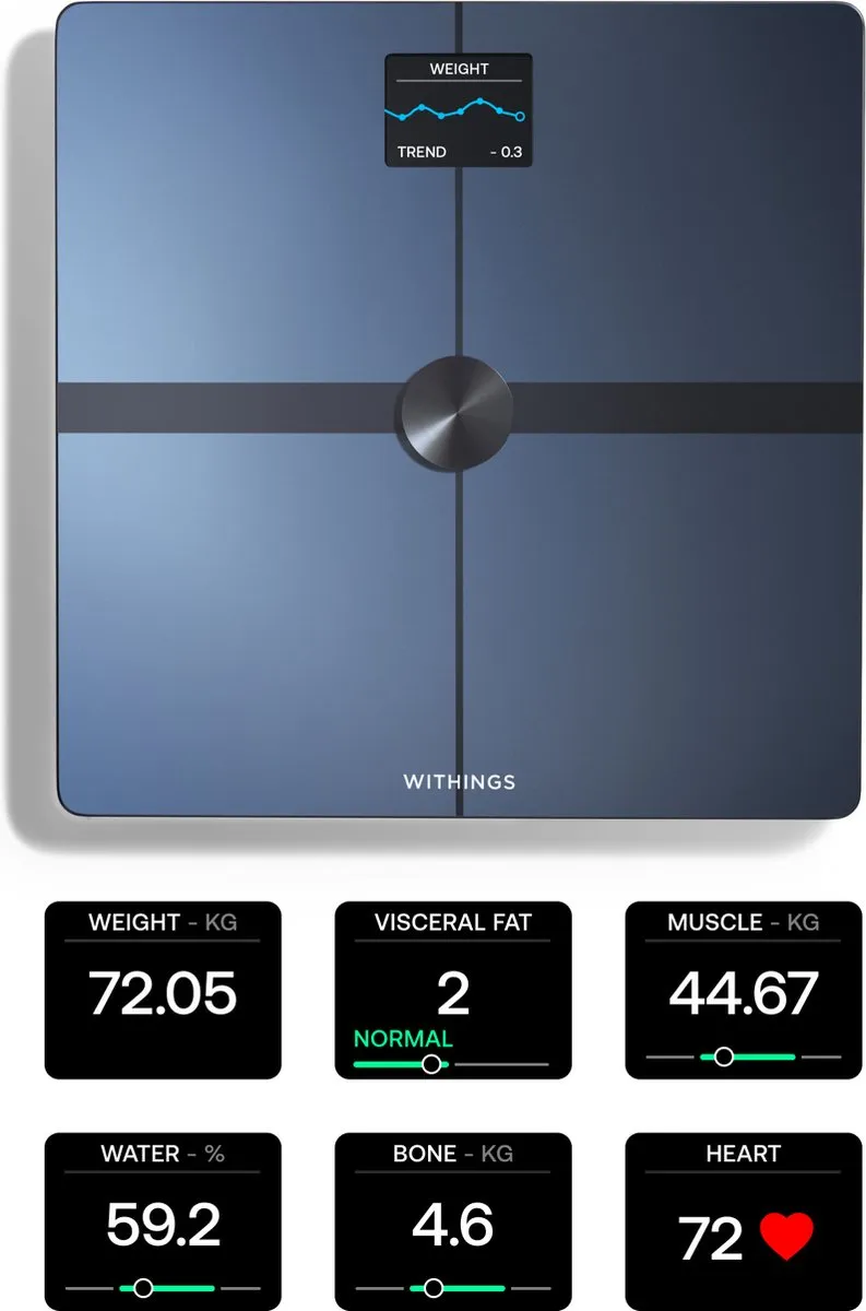Withings Body Smart WBS13-Black-All-Inter Slimme Weegschaal - Zwart