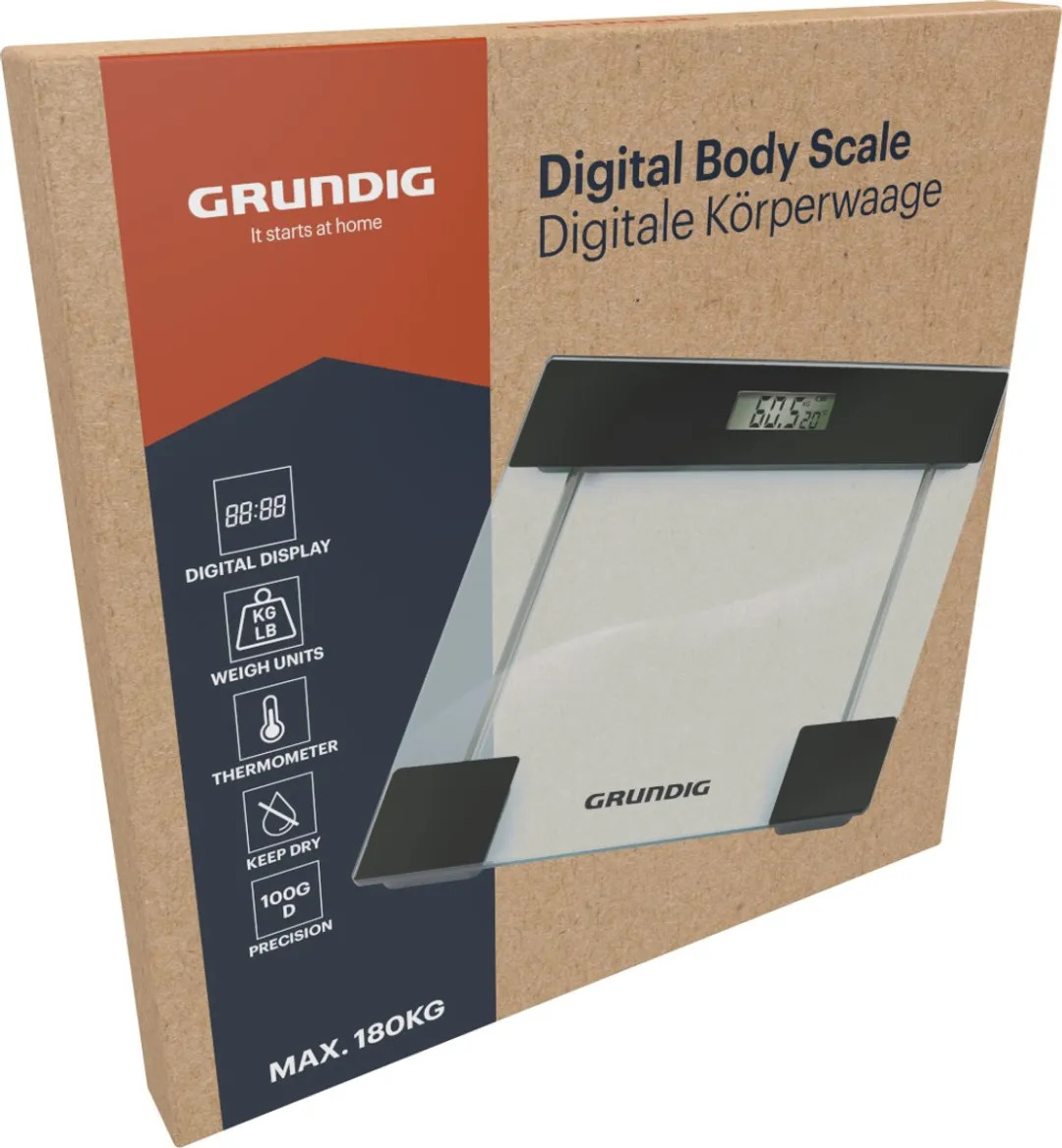 Grundig Personenweegschaal 180kg - LCD Display - Temperatuurweergave