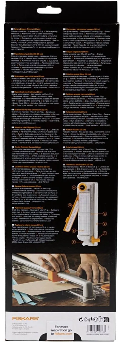 Fiskars Rolmes Papiersnijder 30cm - Oranje/Wit
