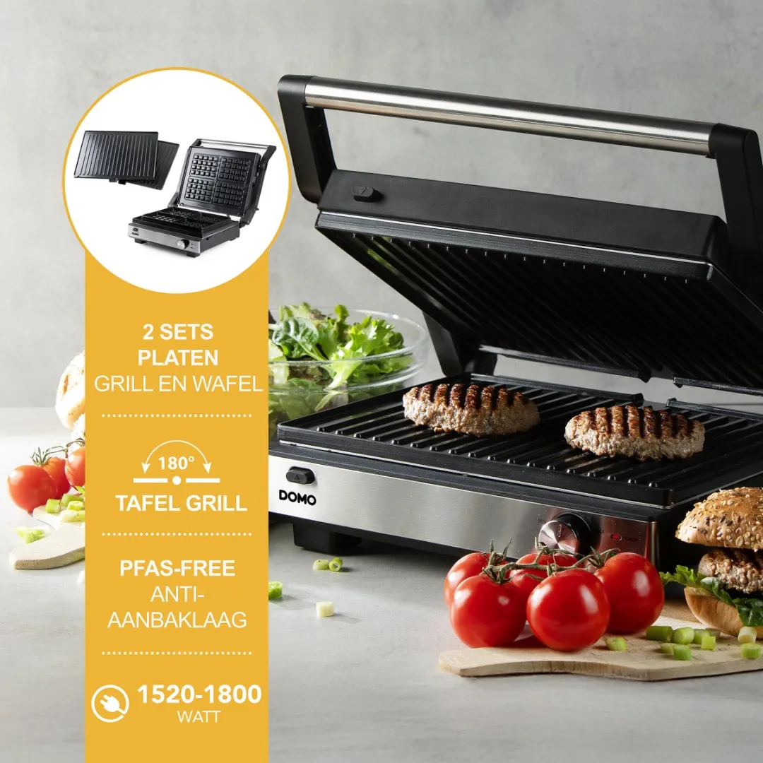 Domo DO9287G Multifunctionele Contactgrill 2-in-1 - 1800W