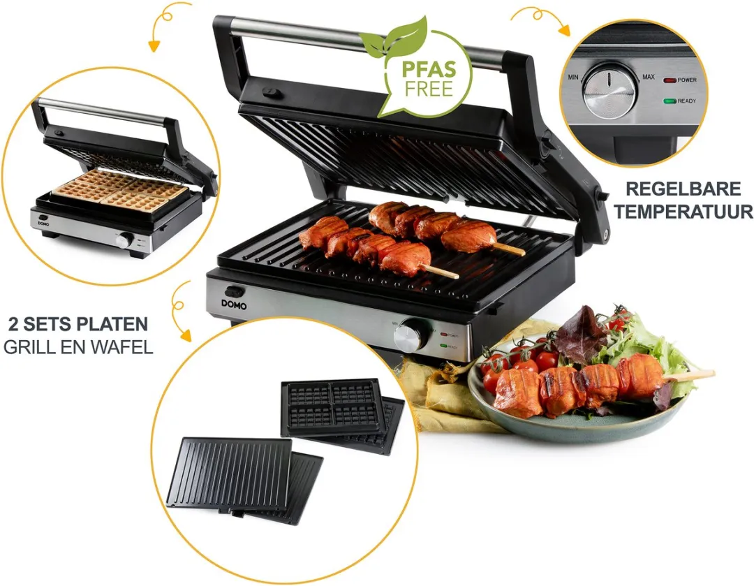 Domo DO9287G Multifunctionele Contactgrill 2-in-1 - 1800W