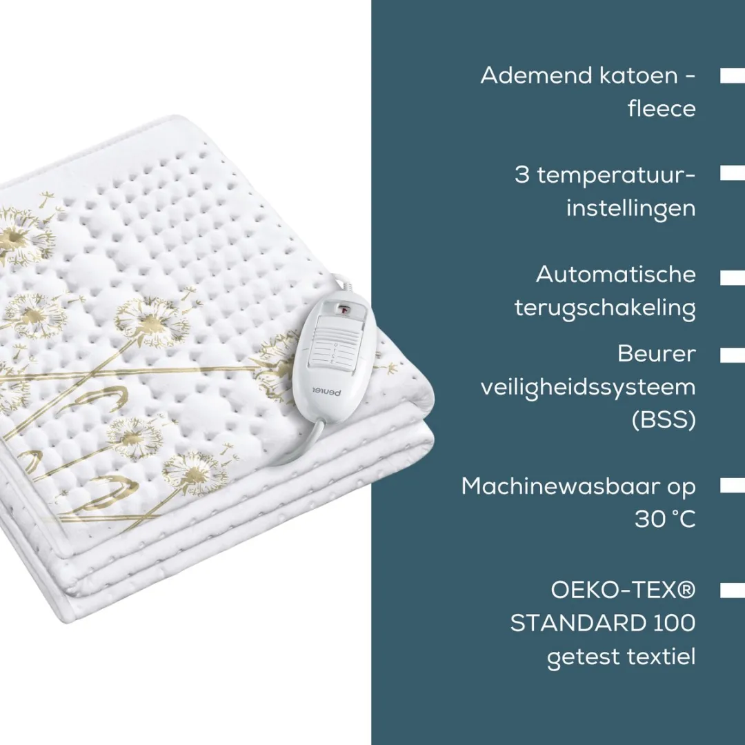 Beurer UB 31400 Elektrische Onderdeken 1 persoons 150x80cm - Wit - afbeelding 6 van 6