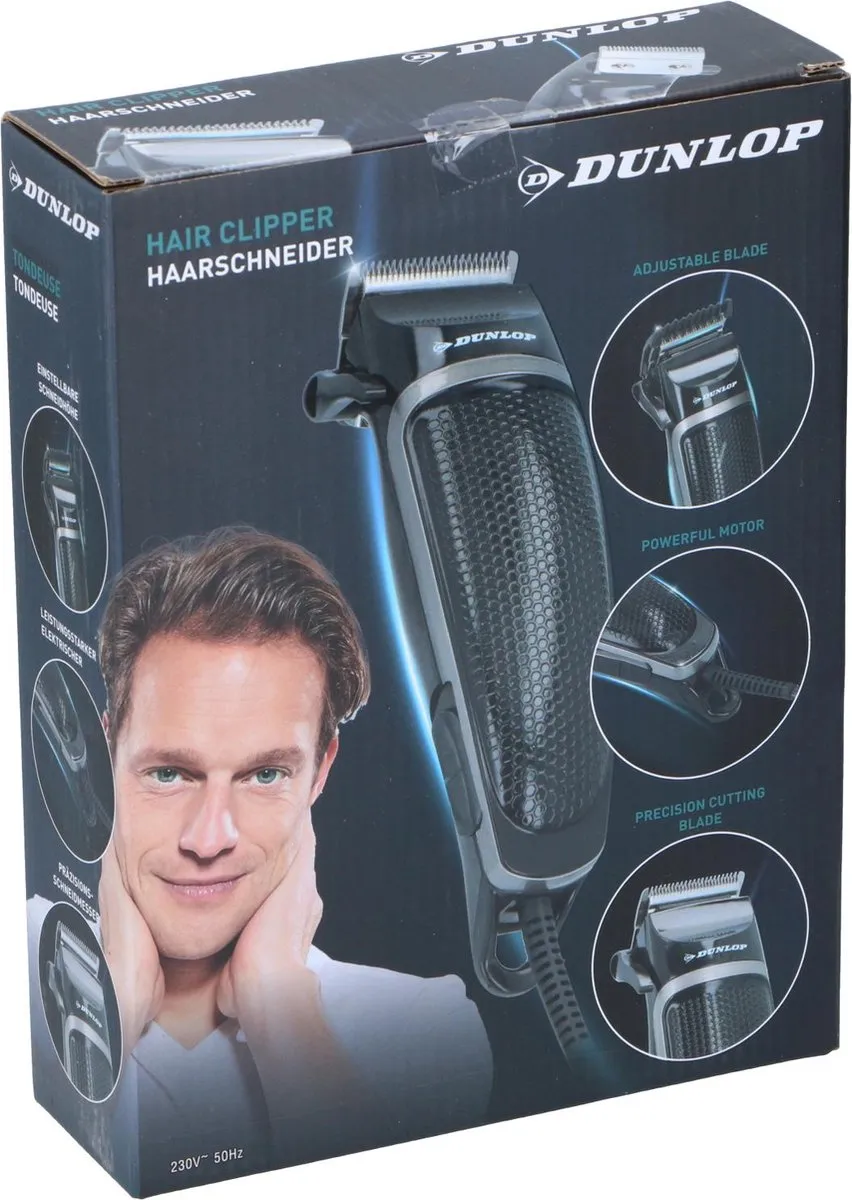 Dunlop Tondeuse JY-4643 - 3W - 4 Opzetkammen - met Schaar en Kam - Zwart - afbeelding 4 van 6