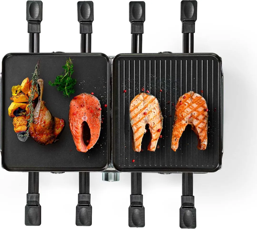Nedis Gourmet/Raclette Steengrill FCRA300FBK8 - 1400W - 8 Personen - Zwart