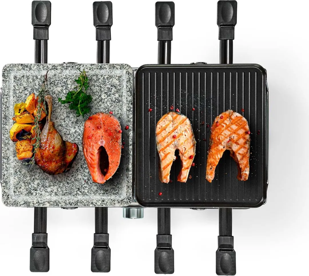 Nedis Gourmet/Raclette Steengrill FCRA300FBK8 - 1400W - 8 Personen - Zwart