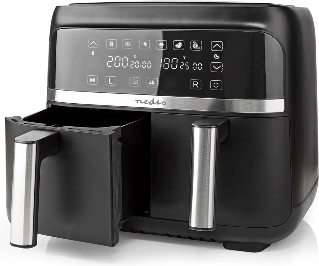 Nedis Dubbele Heteluchtfriteuse 3000W - 6 Programma's - Zwart - afbeelding 6 van 6