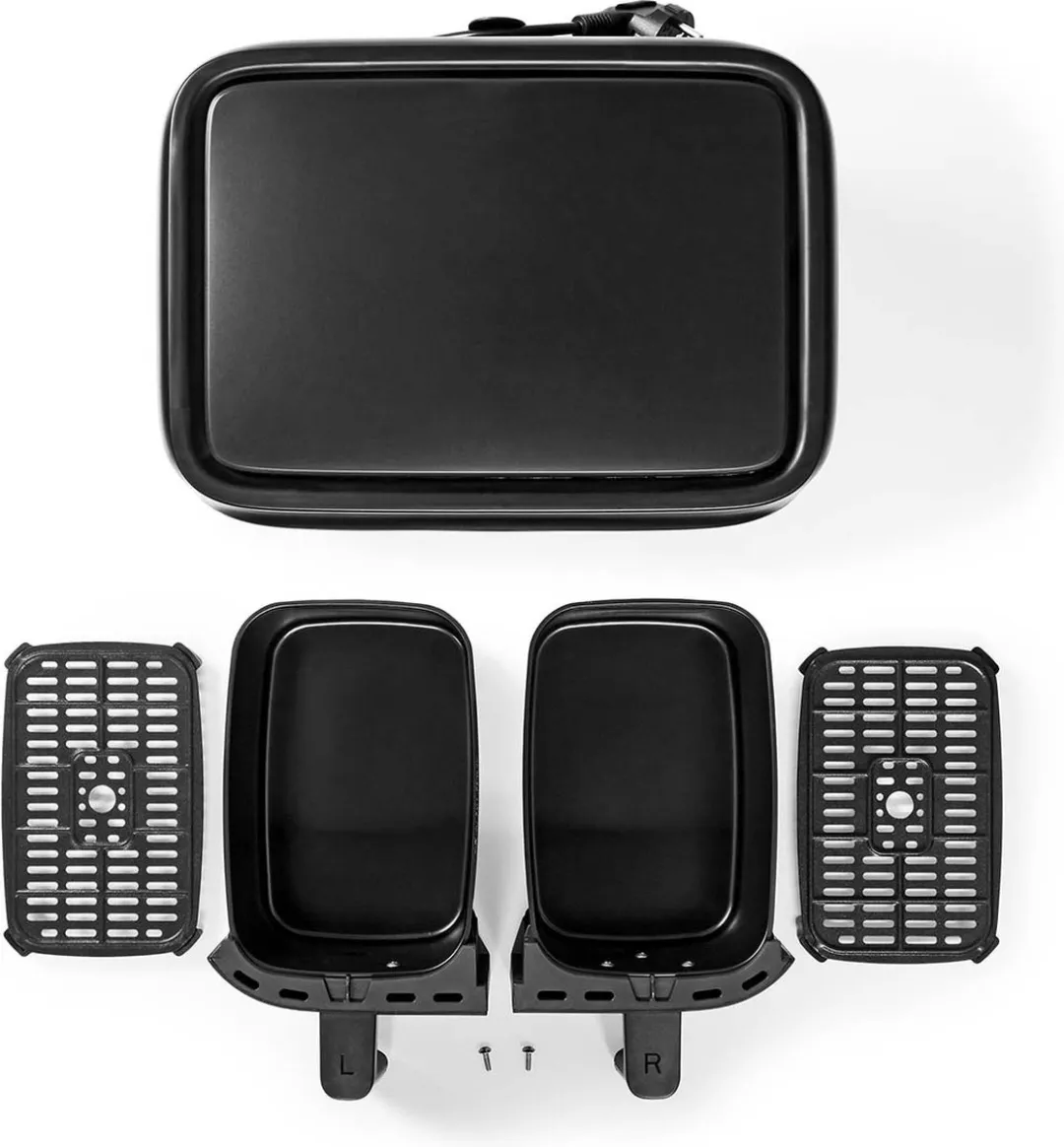 Nedis Dubbele Heteluchtfriteuse 3000W - 6 Programma's - Zwart - afbeelding 4 van 6