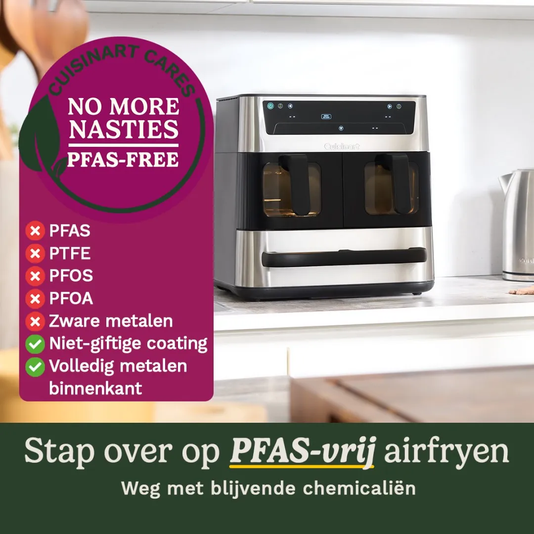 Cuisinart - Tri Zone 13,6 L Airfryer & Oven - 3 zones Heteluchtfriteuse (2x4,3 L + 5 L) - 9 functies - Sync Cooking - PFAS-vrije keramische coating - 2520 – 3000W - Grijs