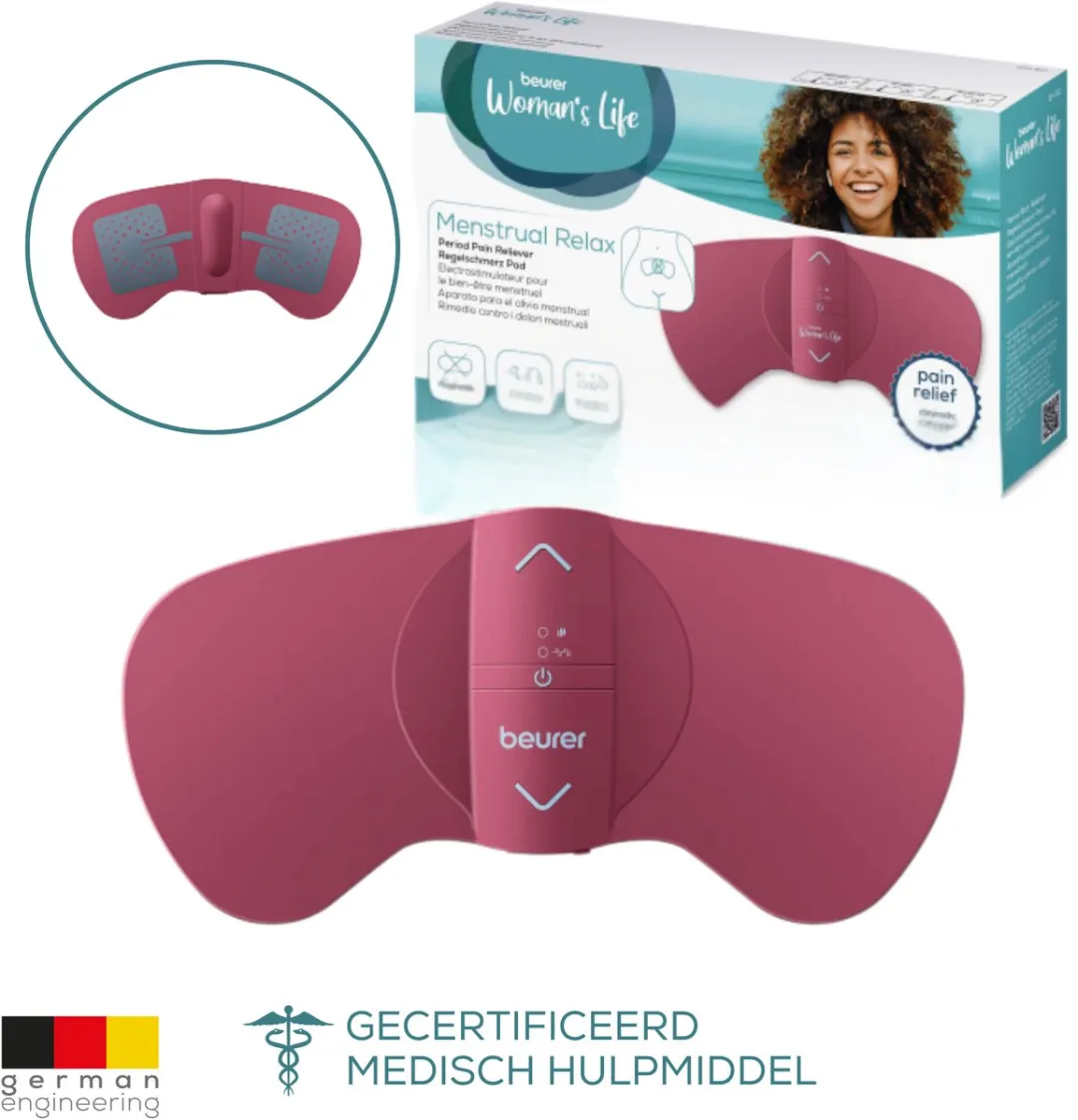 Beurer EM 50 Menstruatie Warmteband - TENS apparaat tegen Endometriose - Warmtetherapie (43°C) - Onopvallend te dragen - Draadloos te gebruiken: 6 x 20 min. per keer - Menstrual Relax incl. Gelpads