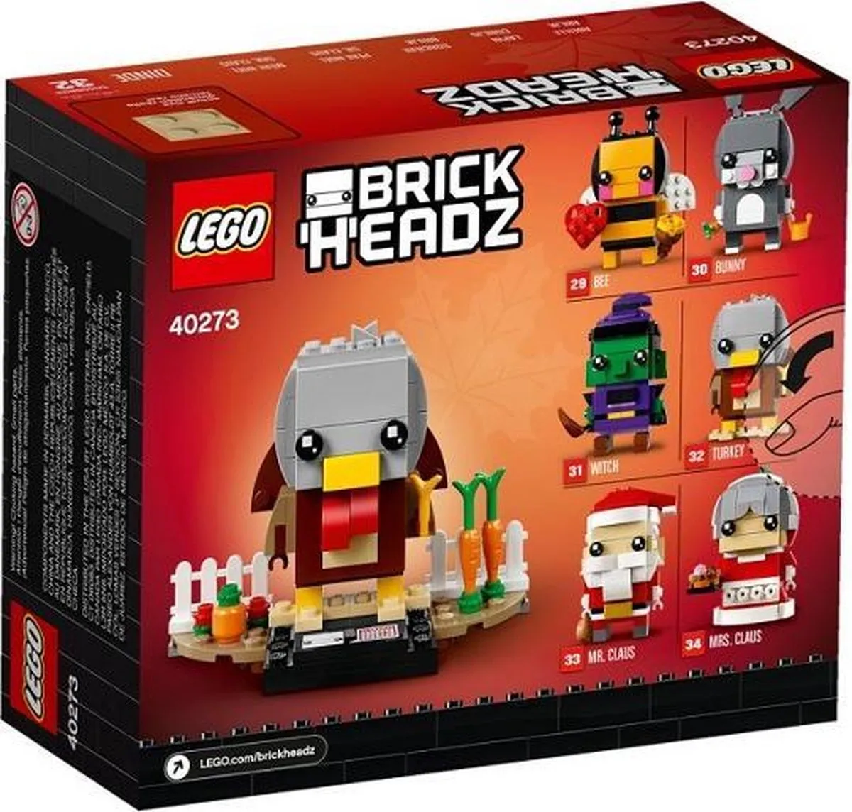 LEGO BrickHeadz 40273 Thanksgiving Kalkoen - 114 Stukken