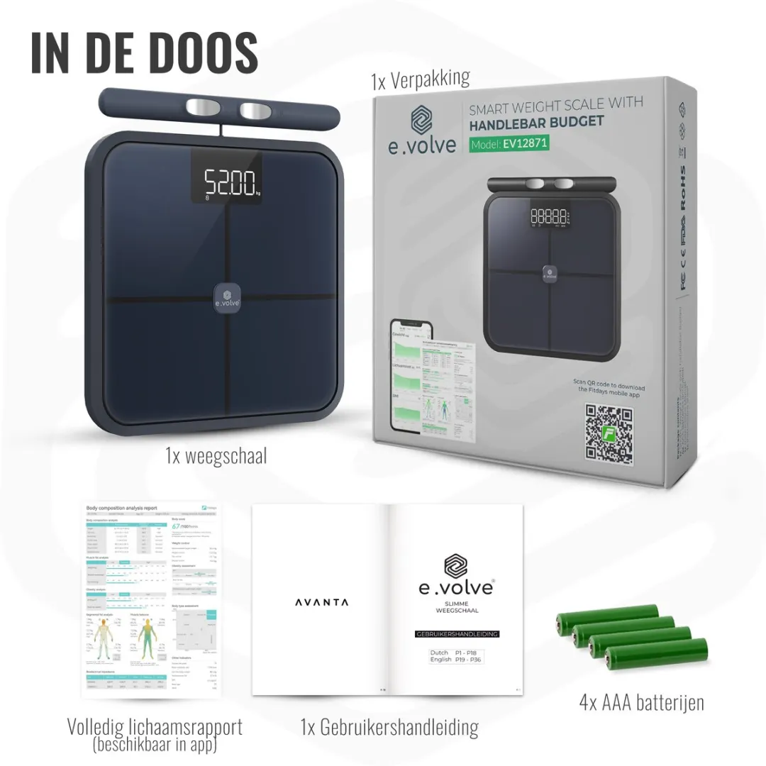 e.volve Personenweegschaal Digitaal - 180kg - Donkerblauw - afbeelding 6 van 6