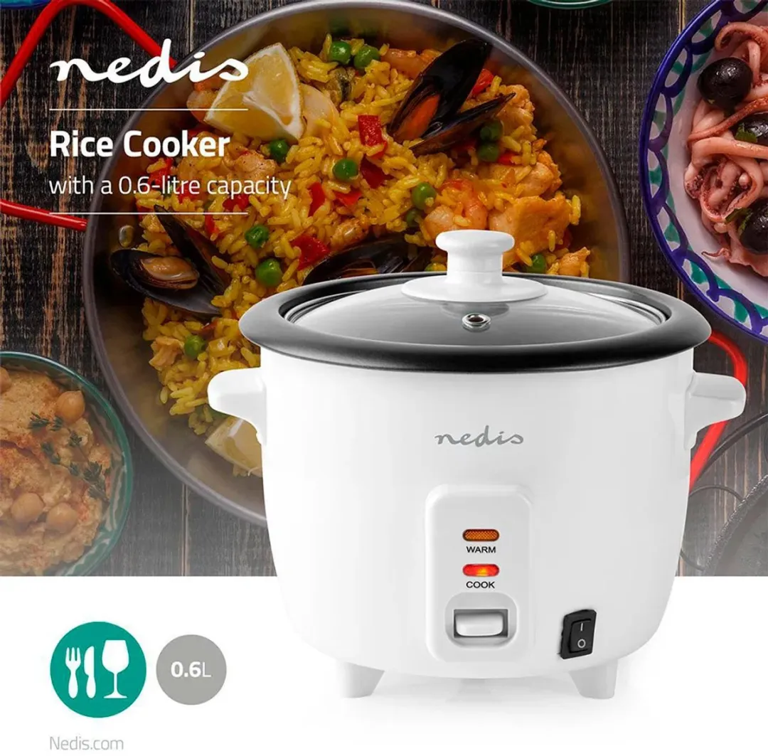 Nedis KARC06WT Rijstkoker 300W - 0,6L - Wit