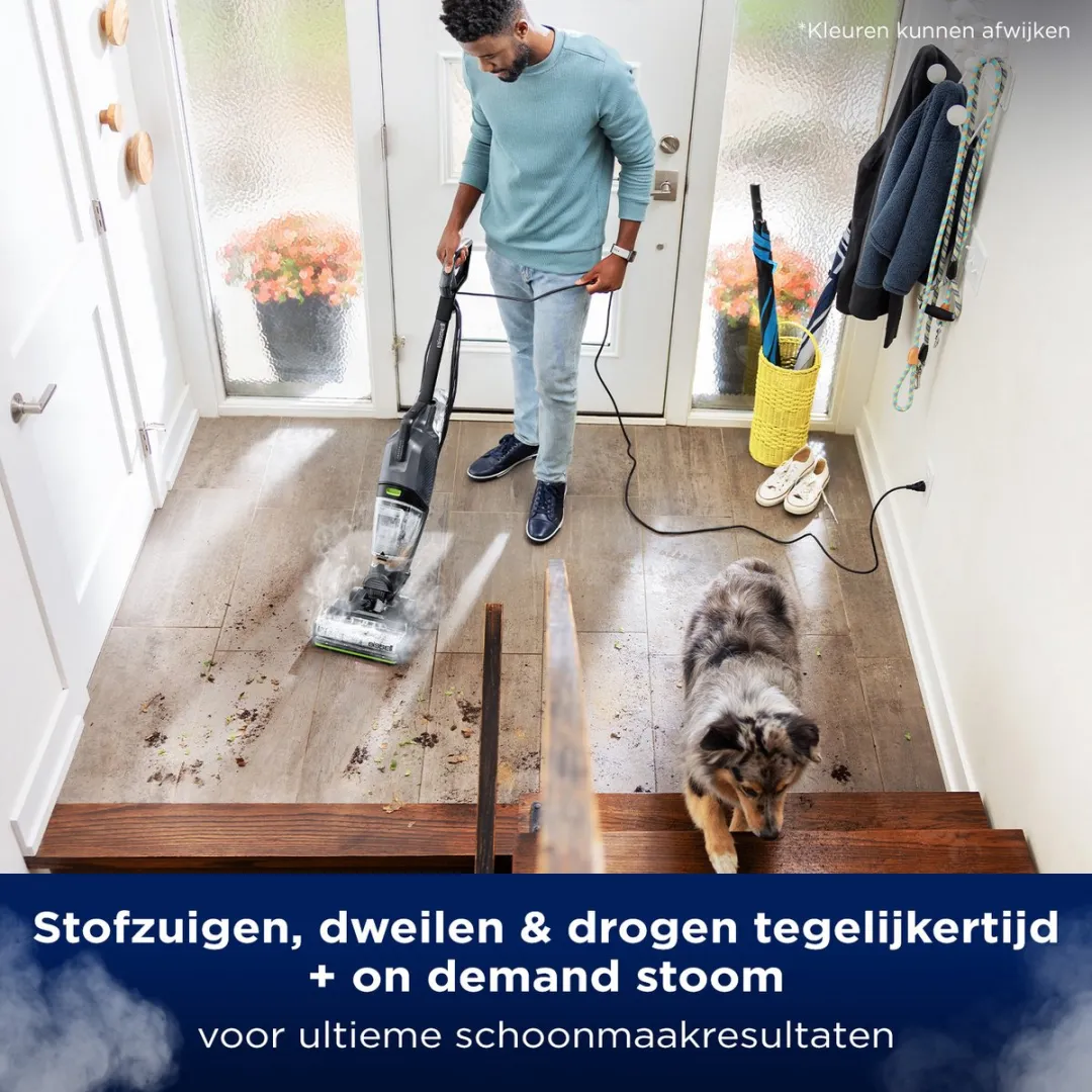 BISSELL CrossWave HydroSteam Pet Pro 3528N Stofzuiger - 1100W - Zwart/Grijs/ Groen