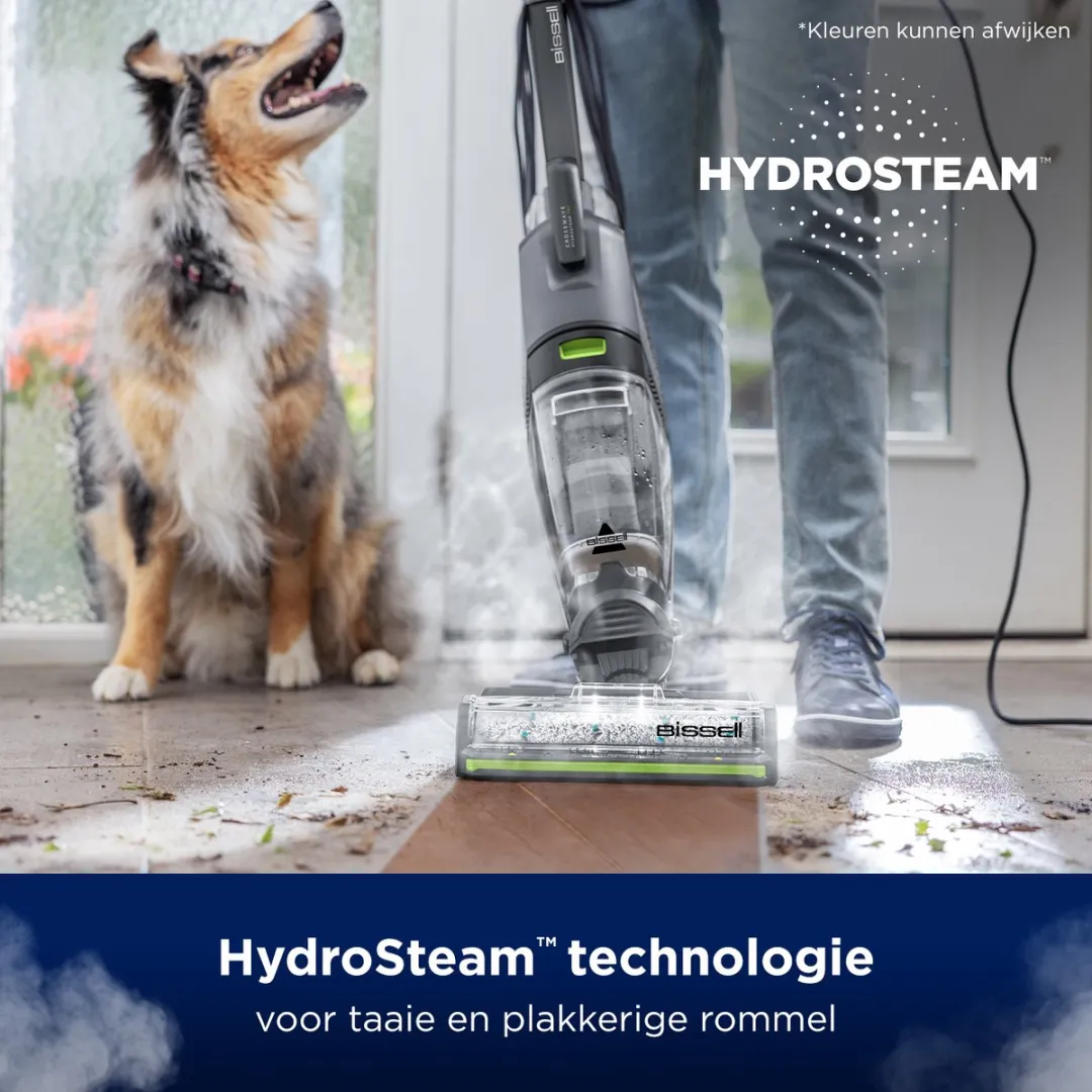 BISSELL CrossWave HydroSteam Pet Pro 3528N Stofzuiger - 1100W - Zwart/Grijs/ Groen