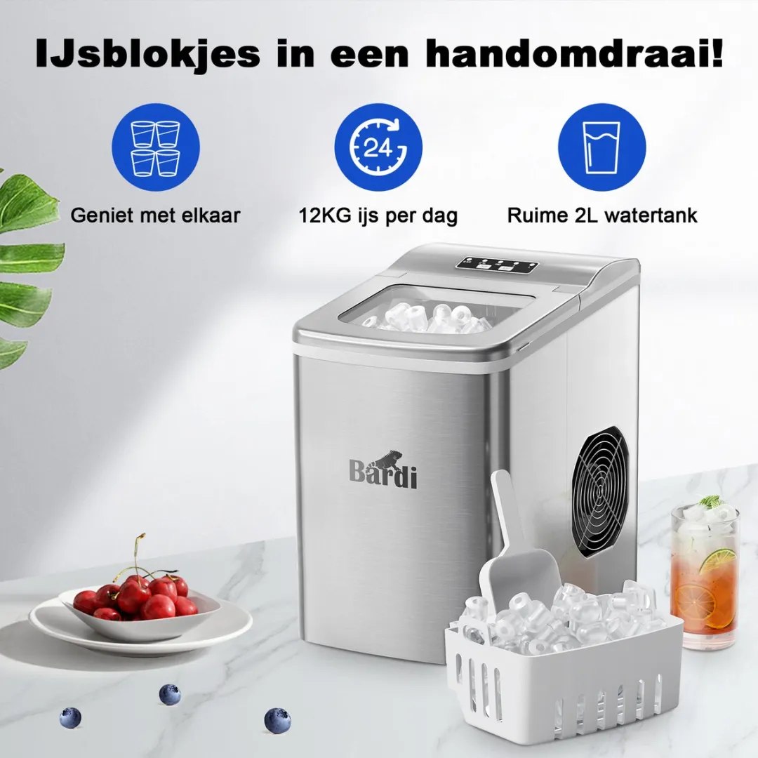 Bardi Deluxe IJsblokjesmachine 2L - met 3 Thermosbekers
