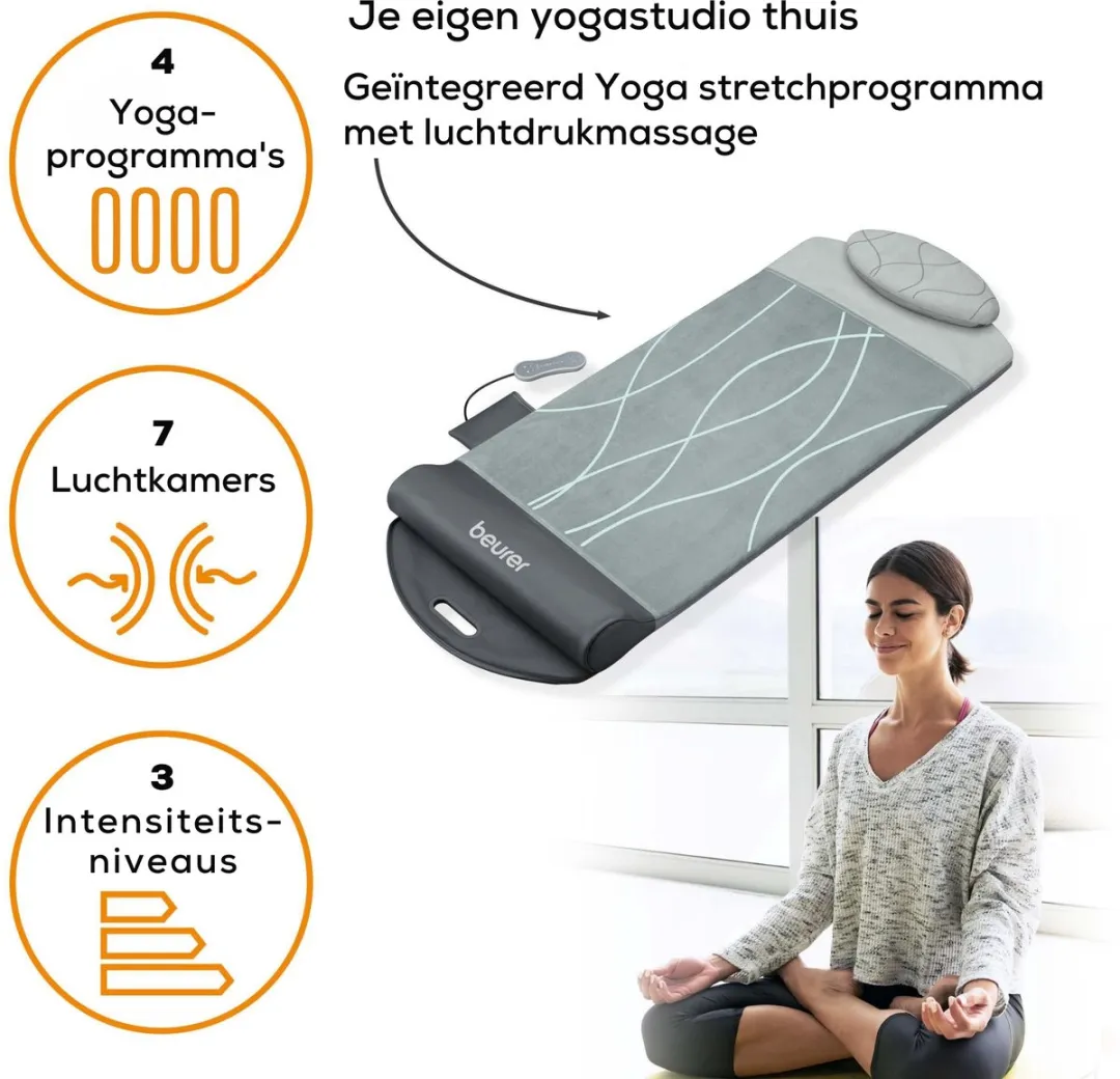 Beurer MG 280 Yoga- en Massagemat - 7 Luchtkamers - Grijs/Zilverkleurig