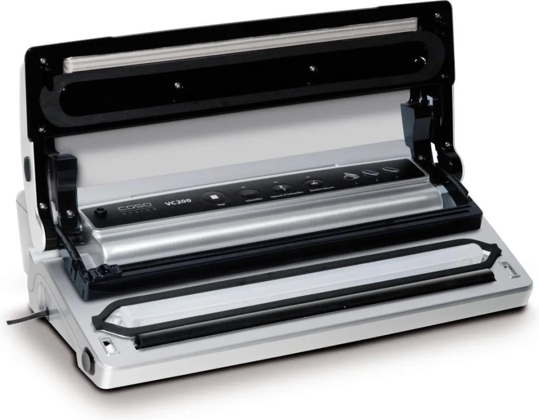 CASO VC 200 Volautomatische Vacuüm Sealer – Dubbele Seal, Pomp 12 L/min, Met Afneembare Vacuümkamer, Ingebouwde Folierolhouder en Snijder | Model 1390 |