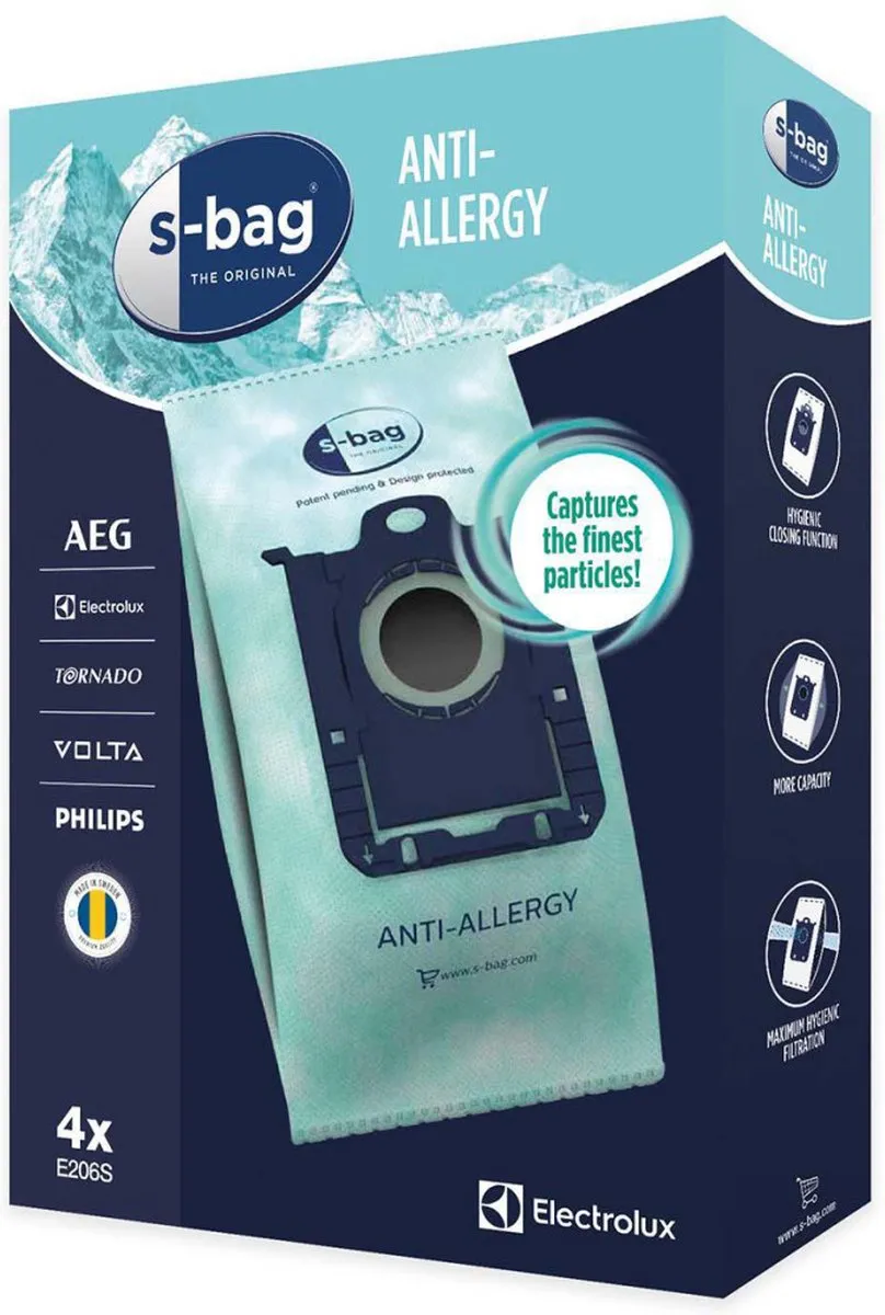Electrolux S-bag Anti-Allergie E206S Stofzuigerzakken - 4 Stuks