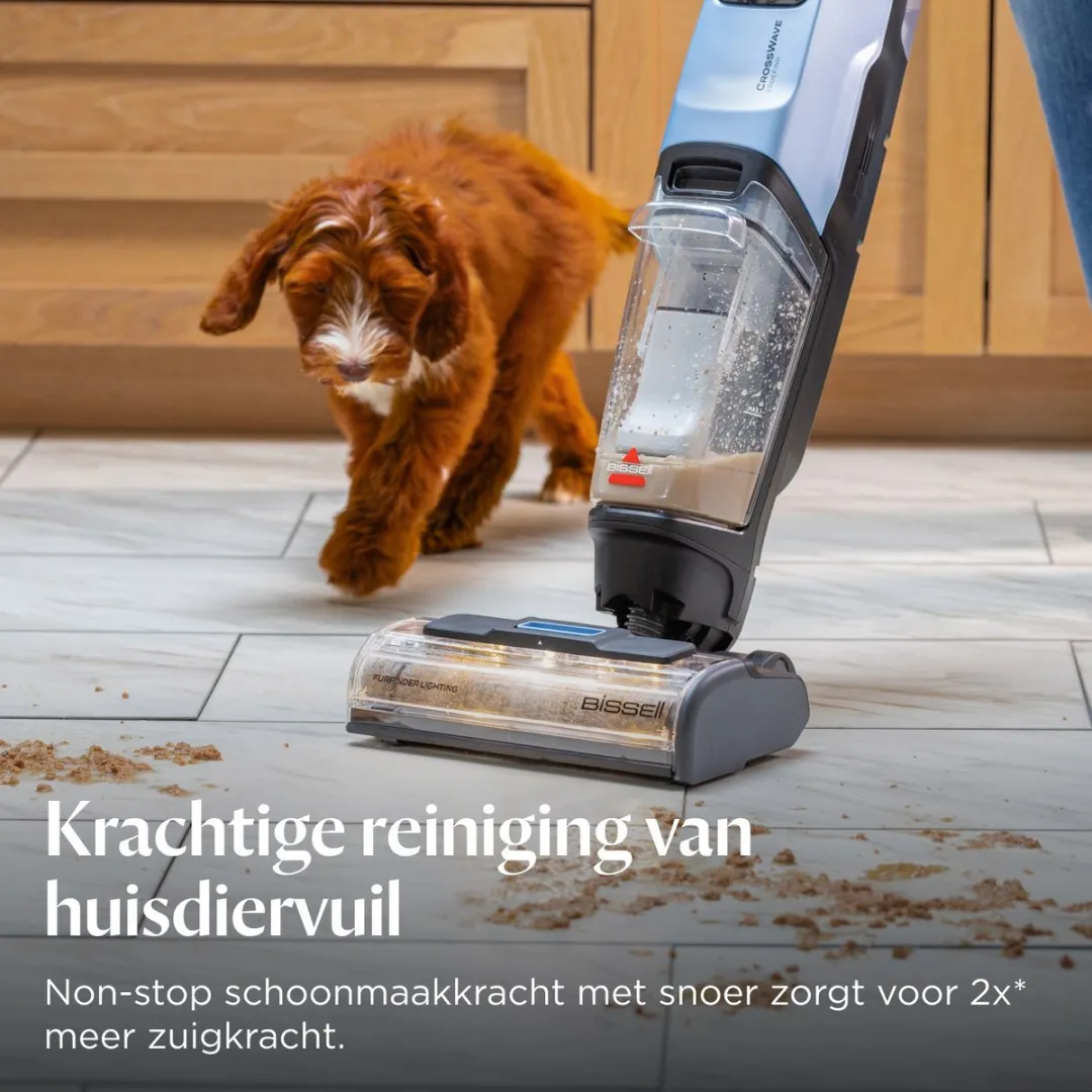 BISSELL CrossWave EdgeFind Select 4136N Stofzuiger/Dweil - 340W - Zwart/Transparant/Lichtblauw