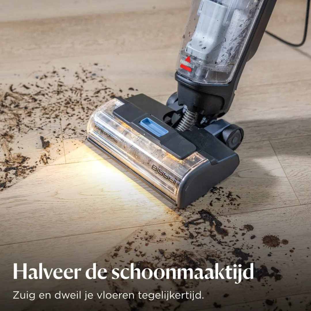BISSELL CrossWave EdgeFind Select 4136N Stofzuiger/Dweil - 340W - Zwart/Transparant/Lichtblauw