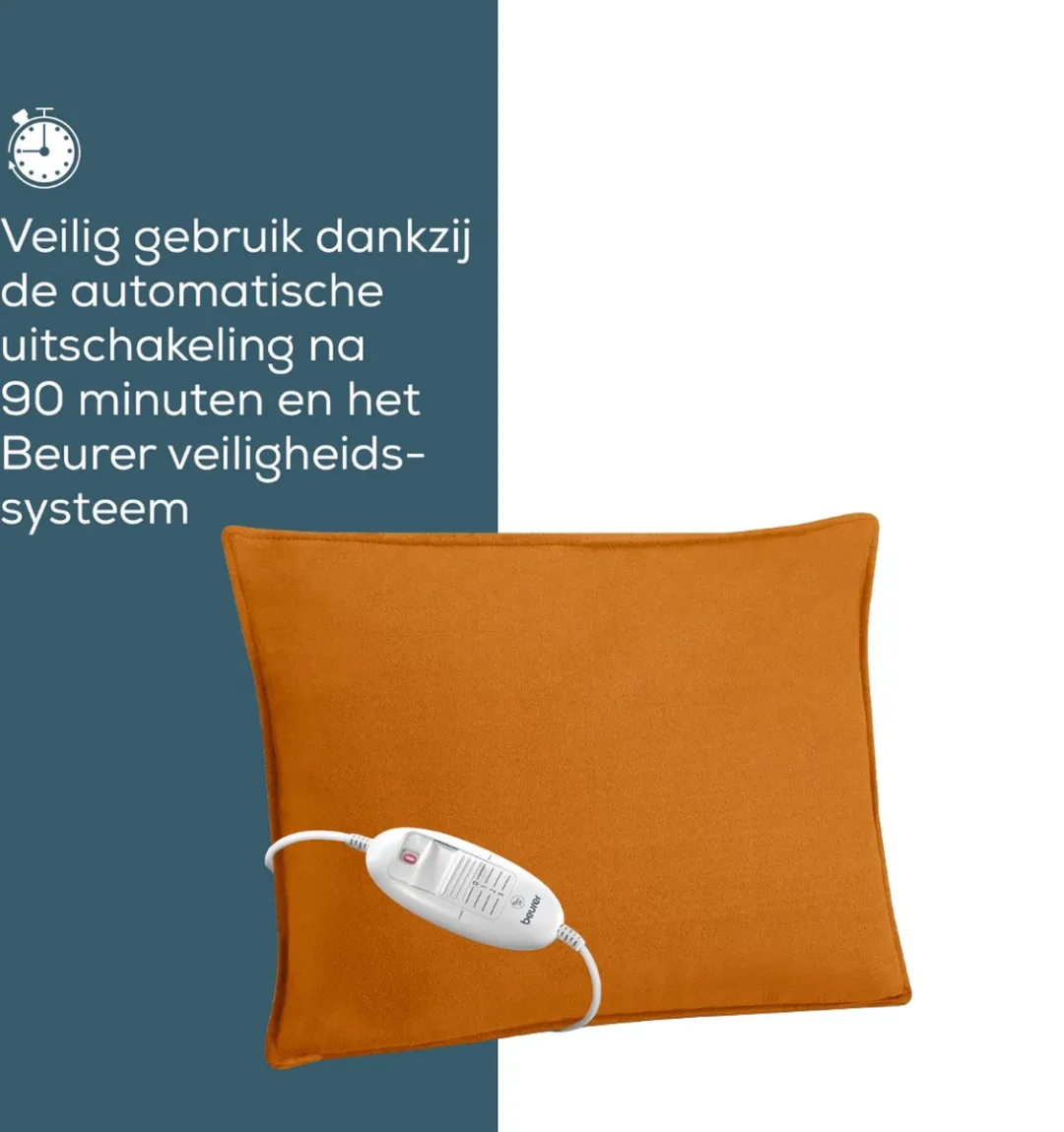 Beurer HK 48 Cosy Orange Warmtekussen – Elektrisch Warmtekussen met Oker Decoratieve Hoes – 40×30 cm – Snelle Opwarming – 3 Warmtestanden – Automatische Uitschakeling – Zachte Fleece – Machinewasbaar – 5 Jaar Garantie: exclusief bij Bol.com