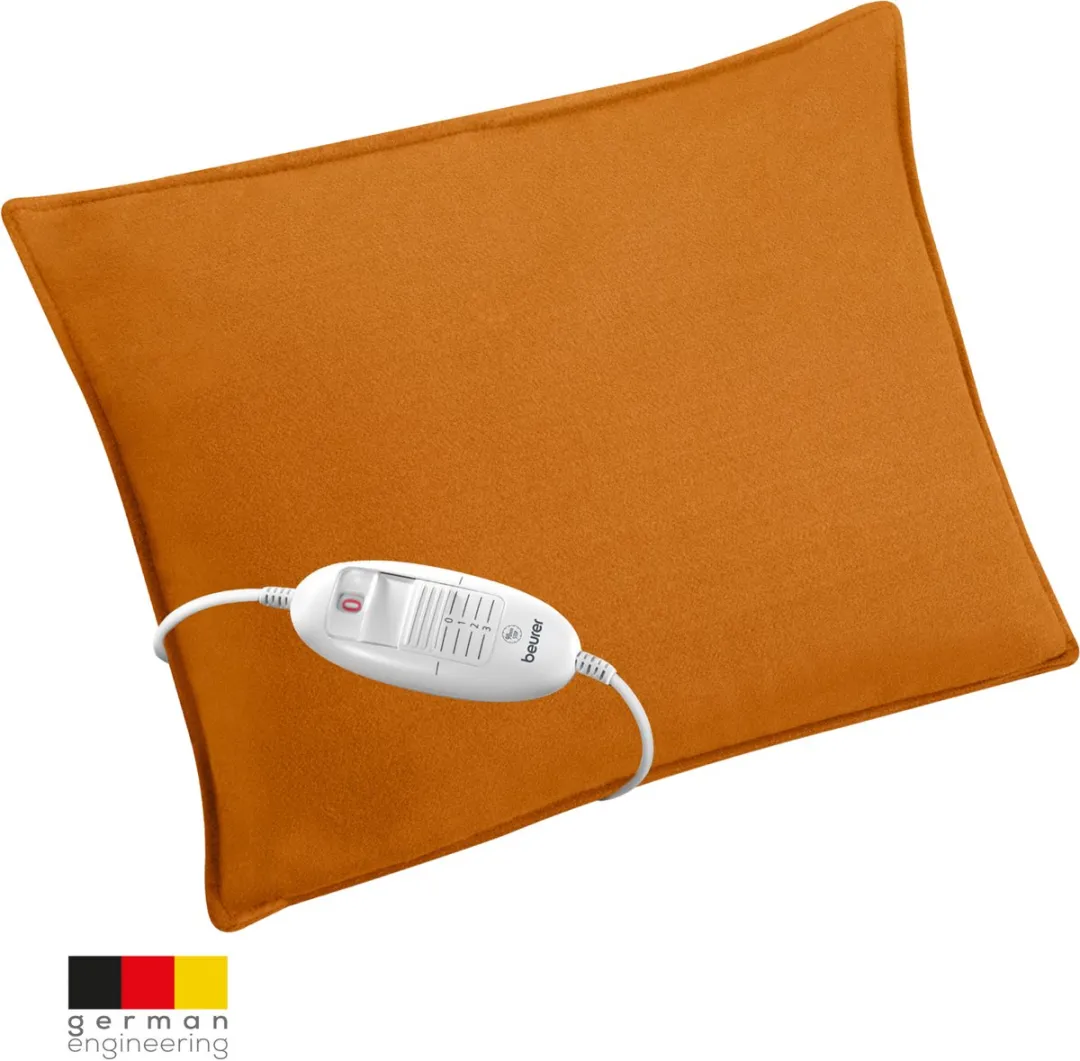 Beurer HK 48 Cosy Orange Warmtekussen – Elektrisch Warmtekussen met Oker Decoratieve Hoes – 40×30 cm – Snelle Opwarming – 3 Warmtestanden – Automatische Uitschakeling – Zachte Fleece – Machinewasbaar – 5 Jaar Garantie: exclusief bij Bol.com