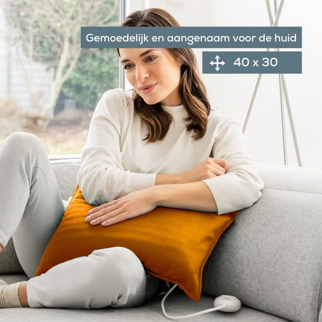 Beurer HK 48 Cosy Orange Warmtekussen – Elektrisch Warmtekussen met Oker Decoratieve Hoes – 40×30 cm – Snelle Opwarming – 3 Warmtestanden – Automatische Uitschakeling – Zachte Fleece – Machinewasbaar – 5 Jaar Garantie: exclusief bij Bol.com