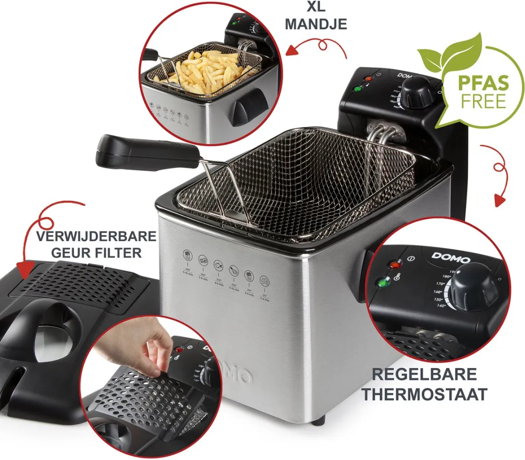 Domo DO465FR Friteuse 4L - 3000W - Inox