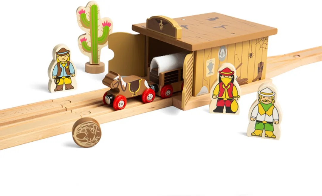 BigJigs Houten Trein Saloon Tunnel Wild West - BJT293 - Multicolor